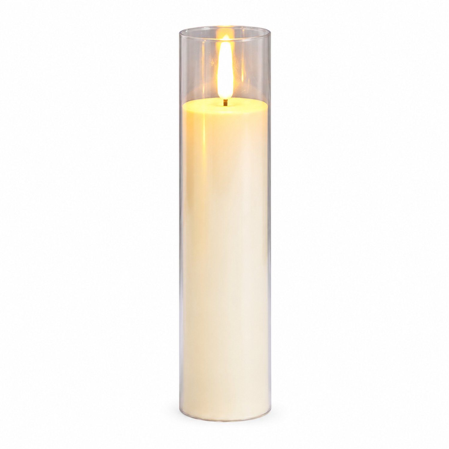 led kaarsen - ivoorkleurige kaarslamp van 5,5 x 20 cm met transparante kap, op batterijen, voor bruiloften en feestdagen