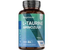 WeightWorld L-Taurine capsules - 1000 mg - 180 vegan capsules voor 3 maanden - 100% puur taurine poeder