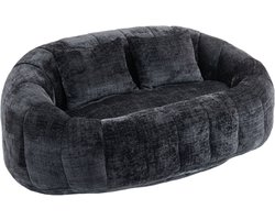 Zitzakbank voor volwassenen - Tweepersoons loungezetel - Schuimgevulde zitzakbank - 150 x 95 x 63 cm - Zachte vloerloungestoel voor woonkamer Zwart