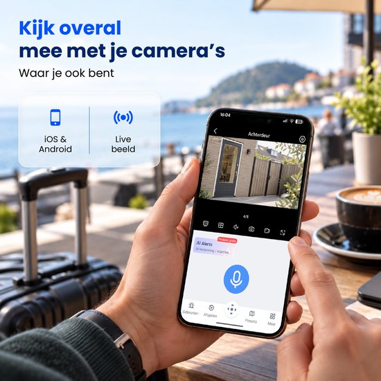 Teceye® Dual Wifi Beveiligingscamera Set van 4 - Draadloze Buitencamera met Nachtzicht en App - PTZ IP Security Camera - Bewakingscamera Buiten - Camerabewaking Draadloos - Nachtcamera Recorder 500GB — afbeelding 5