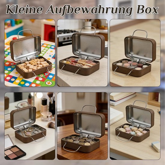 Koffer, wit blikken koffer met handvat, cadeau doos voor reis souvenirs — afbeelding 3