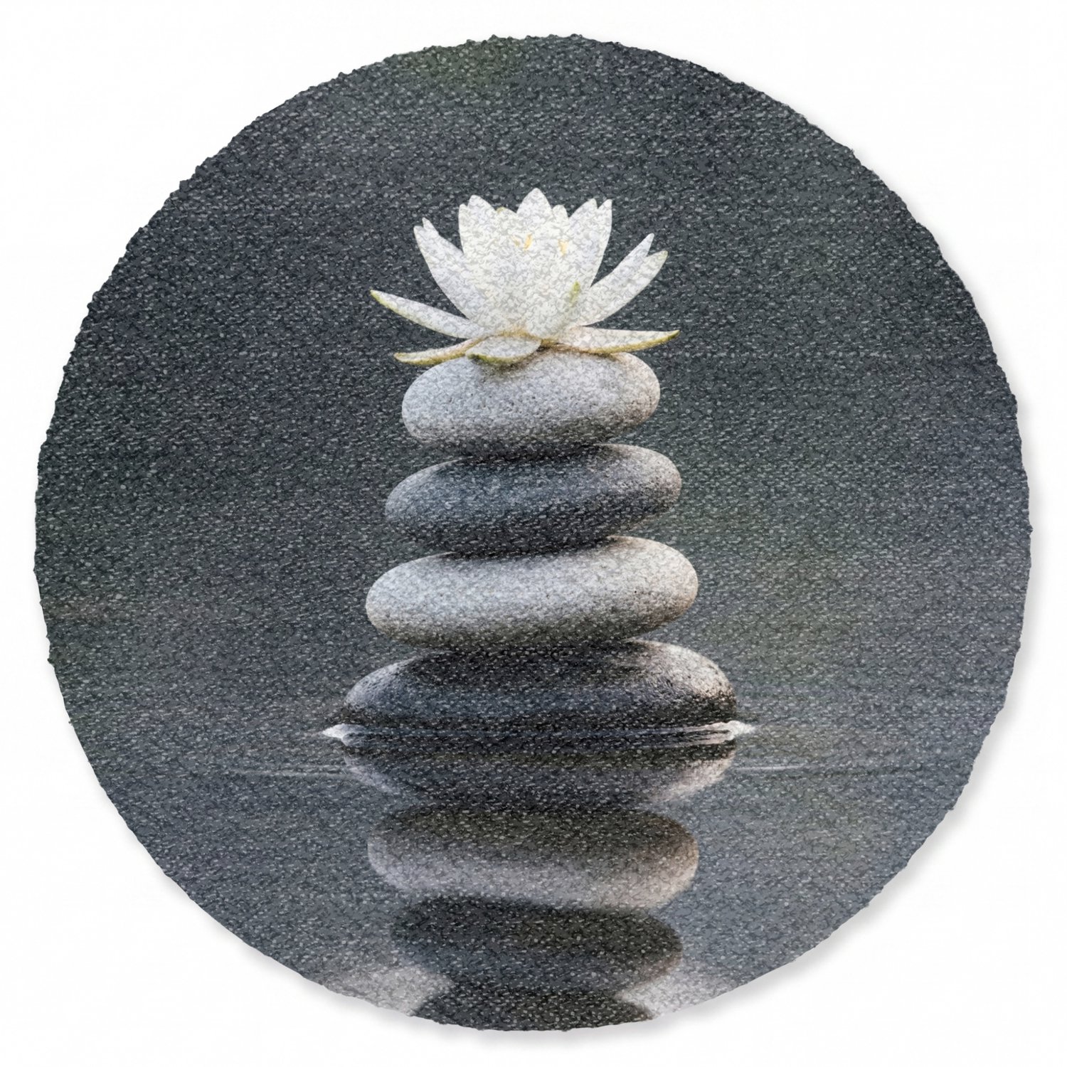 Deurmat rond 90x90 cm - Droogloopmat Stenen - Lotus - Grijs - Mat voor binnen - Schoonloopmat - Ronde deurmatten met print - Inloopmat