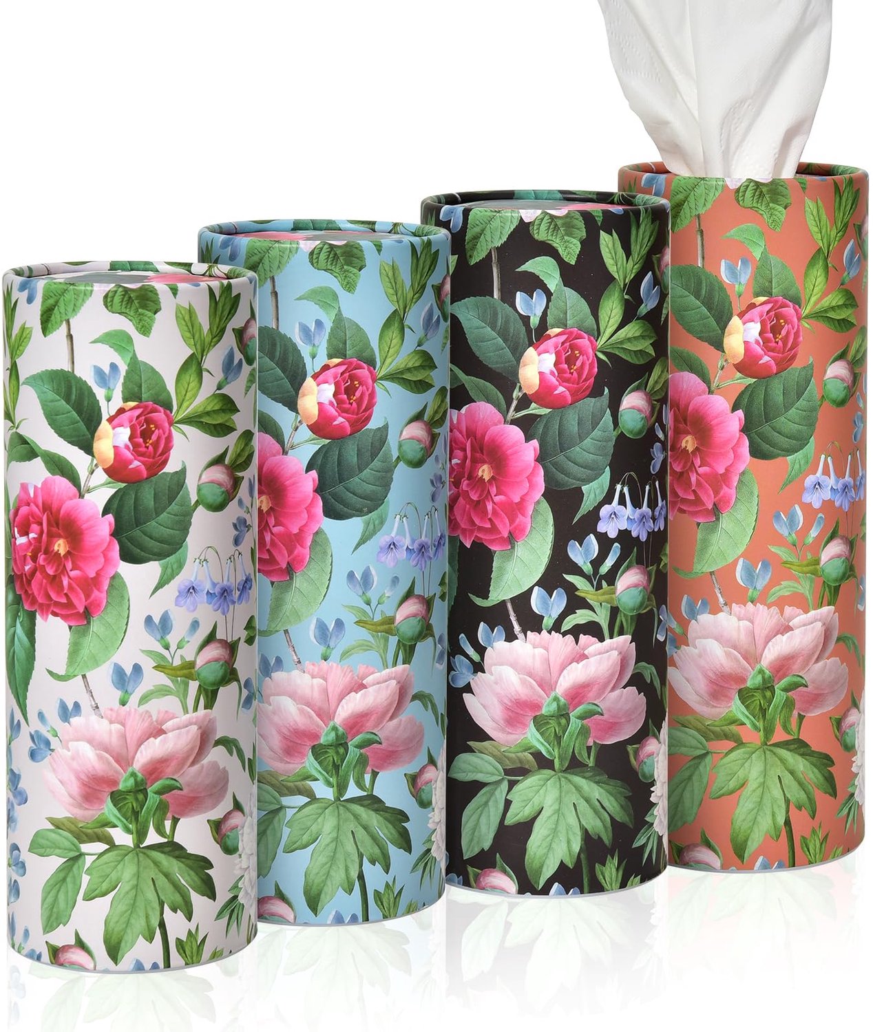 Set van 4 Auto Tissuehouders met Elegante Bloemen