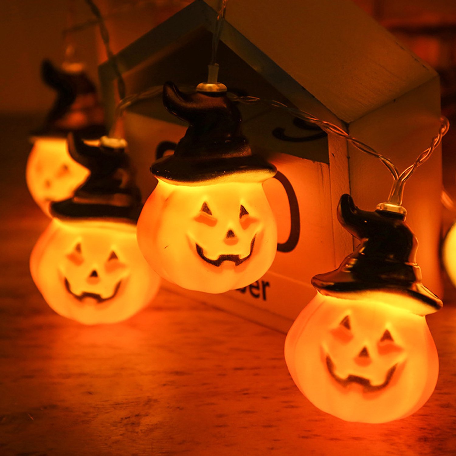 Halloween-lichtsnoer op zonne-energie, 5 m, 20 LED's, pompoen-lichtsnoer met heksenhoeden, waterdicht voor buiten, 2 standen, decoratie voor tuin, terras, veranda, erf, boom en feest (heksenpompoen)