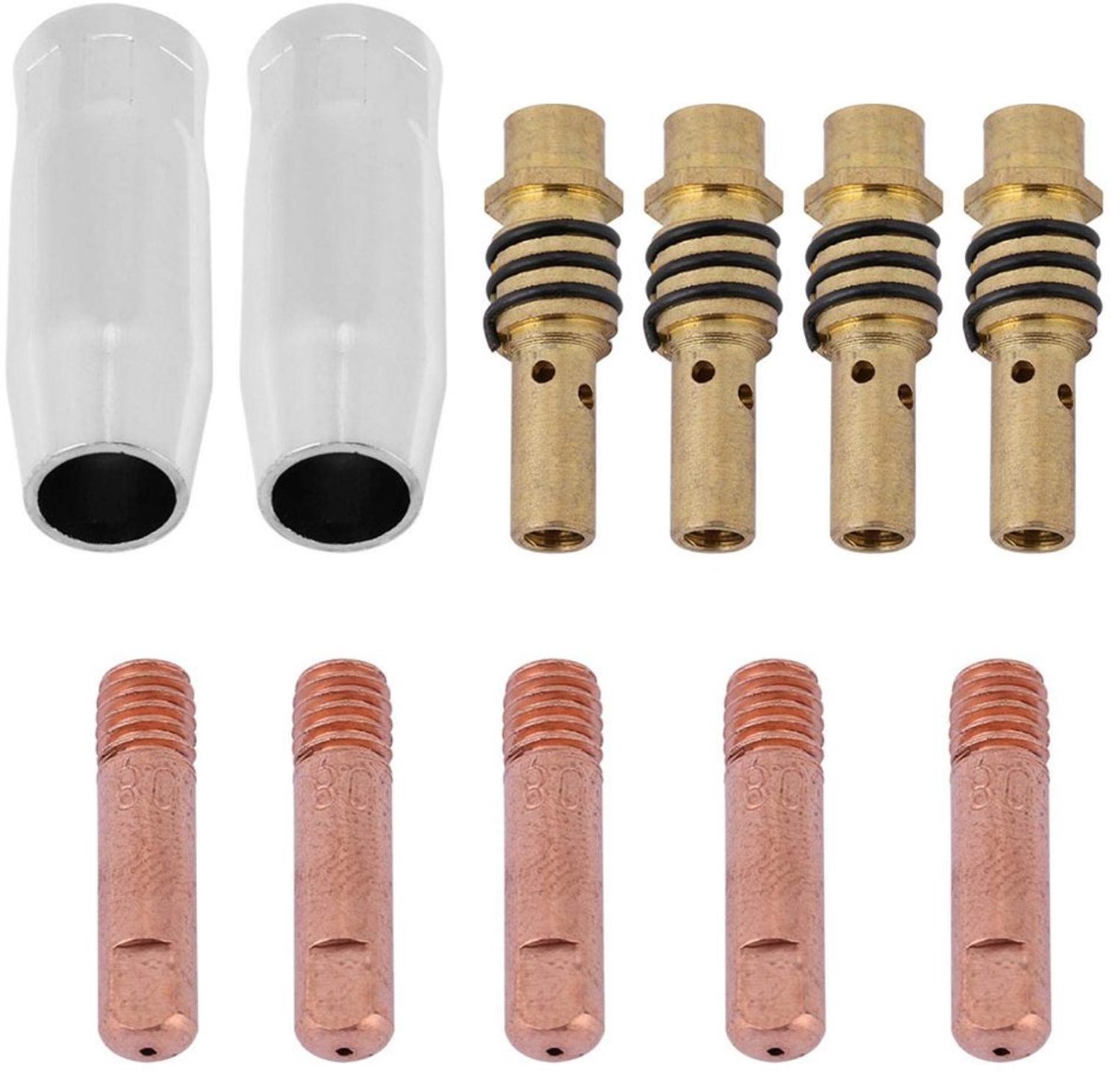 Lasmondstuk Set 11 Stuks - 15AK Nozzle - Contacttips - Tiphouders - Hoogwaardig Metaal - Gegalvaniseerd Koper - Lasaccessoires