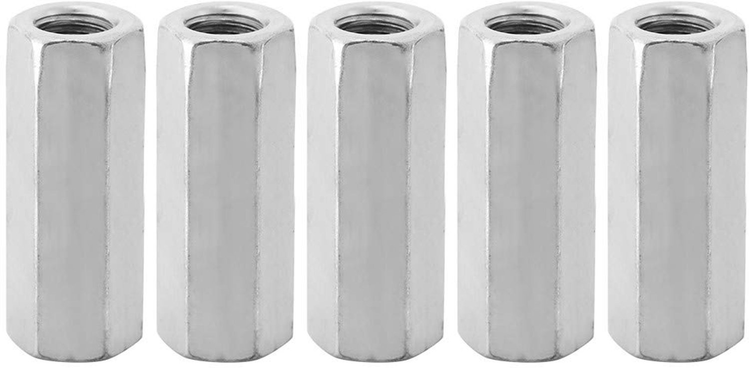 Koppelingsmoeren 5 Stuks - Zeskantmoeren - Koolstofstaal - Bevestigingen - Corrosiebestendig - M12 x 50 - Moeren