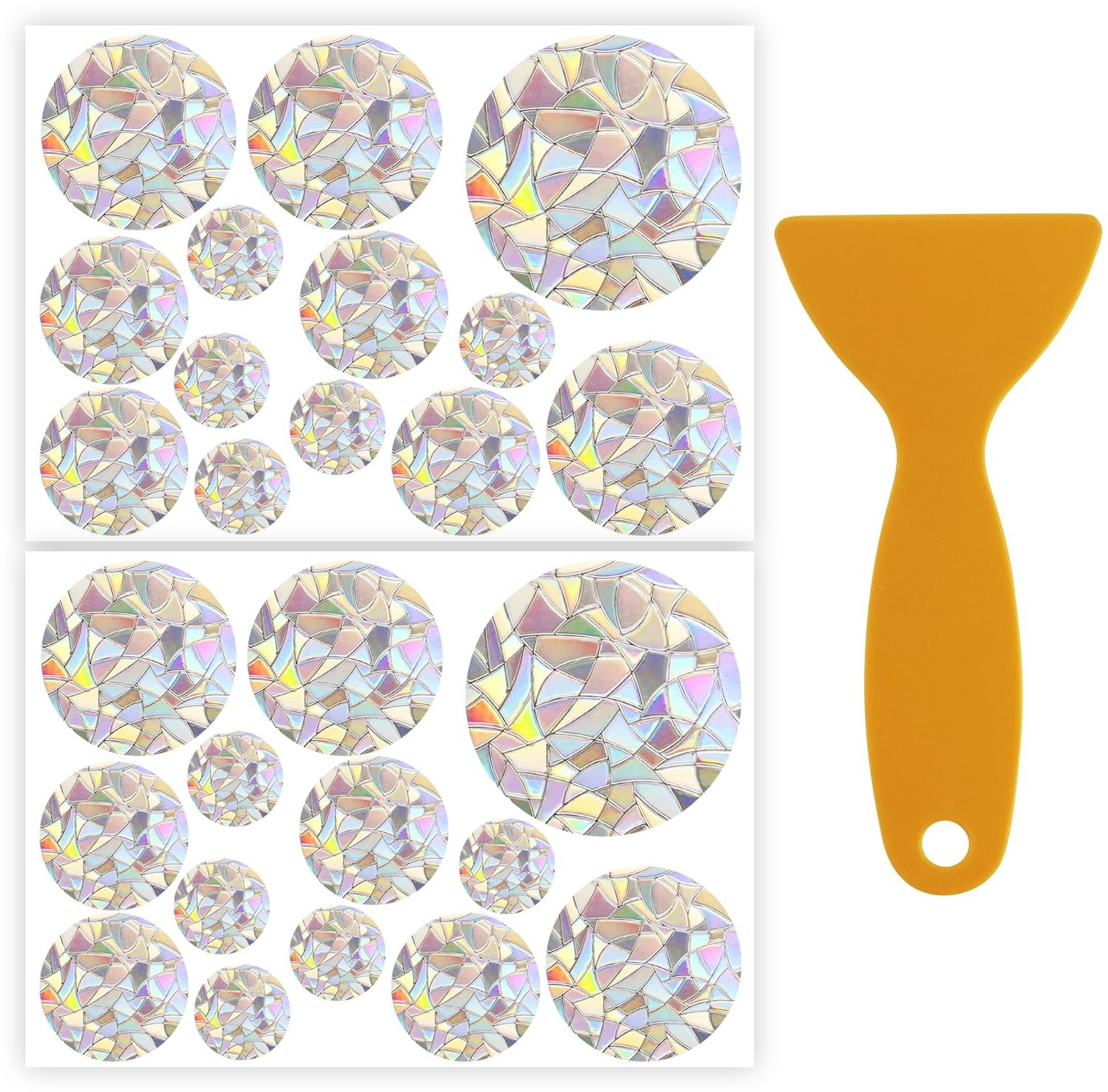 26 Ronde Prismavenster Stickers - Anti-Collisie met 1 Scraper