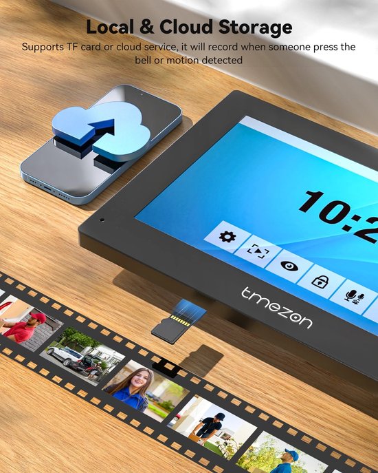 Niamora Video-intercom - Deurbel met camera - Slimme deurintercom - Smart video-intercom - 7 inch - draadloze WIFI-monitor. — afbeelding 2