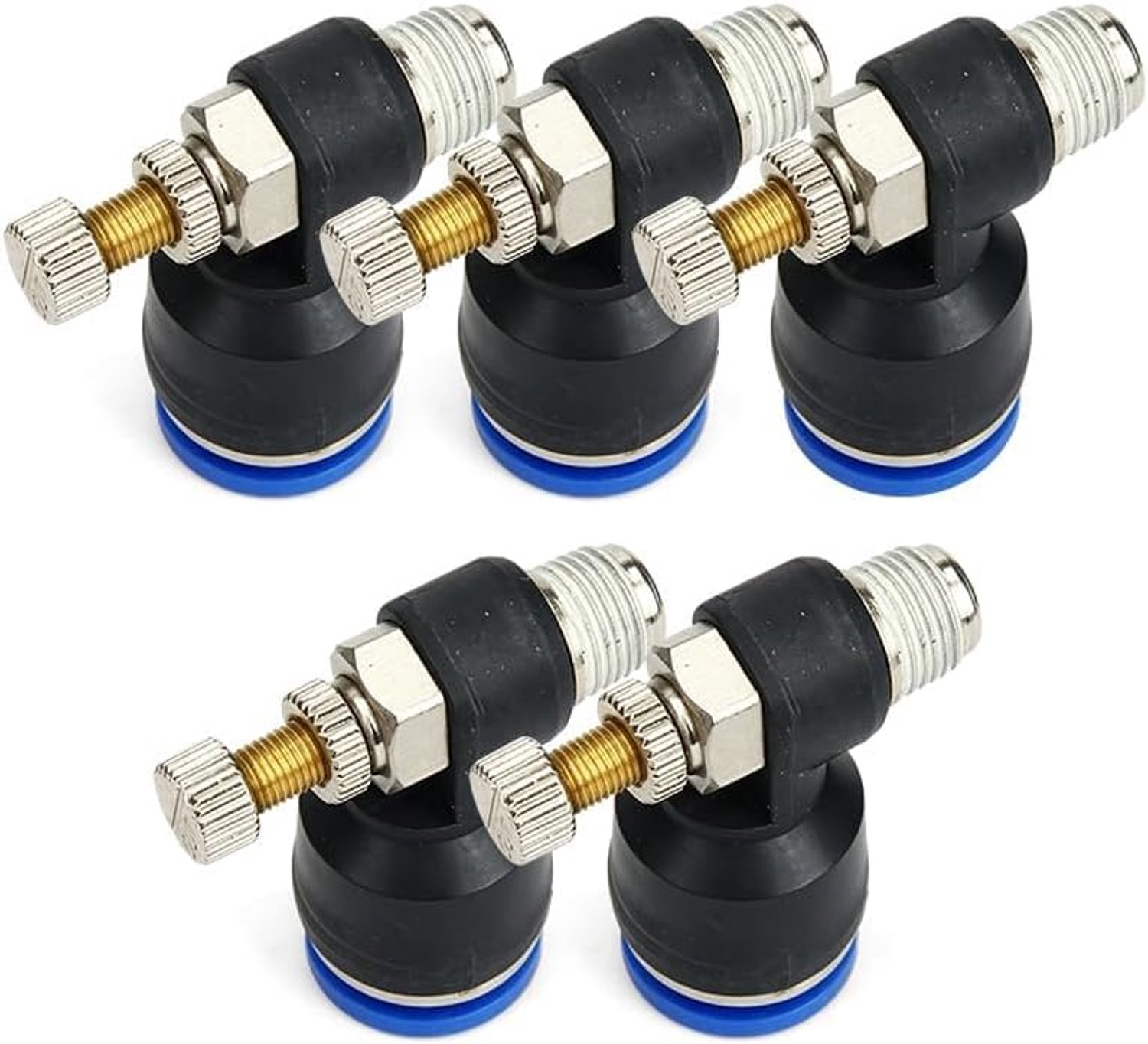 90° hoekverbindingen snelkoppeling 6/8 mm - 5 stuks - luchtstroomregelventielen - m-winkel