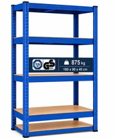 AREBOS Stellingkast - Opbergrek - 5 Planken - 875 kg Draagkracht - 180x90x40 cm - Metaal/MDF