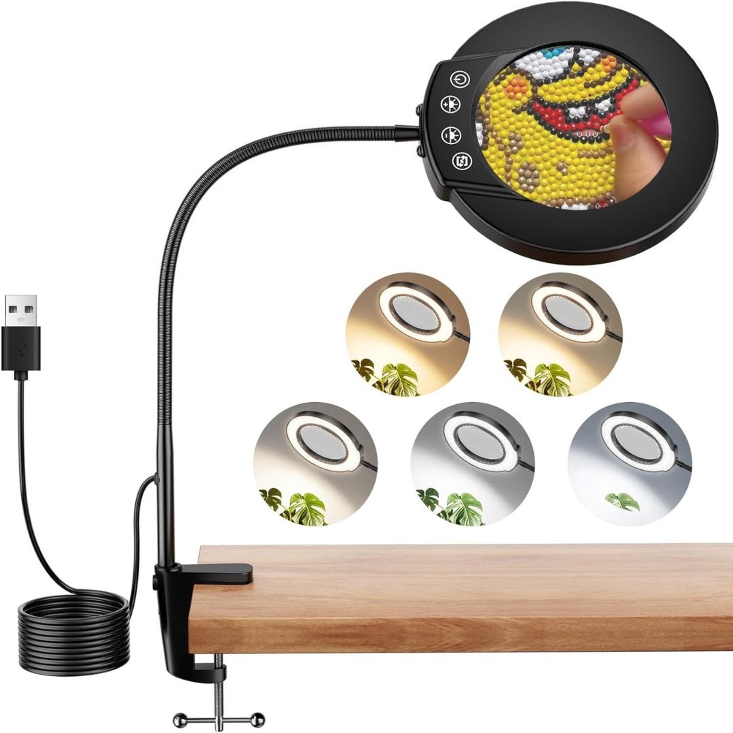 Vergrootglas met Verlichting - Loeplamp - Vergrootspiegel Led - Zwart