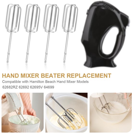 4st Handmixer Kloppers Opzetstukken, Roestvrij Staal Handmixer Vervangende Kloppers Elektrische Mixeronderdelen voor Handmixer 62682RZ 62692 62695V 64699 — afbeelding 5
