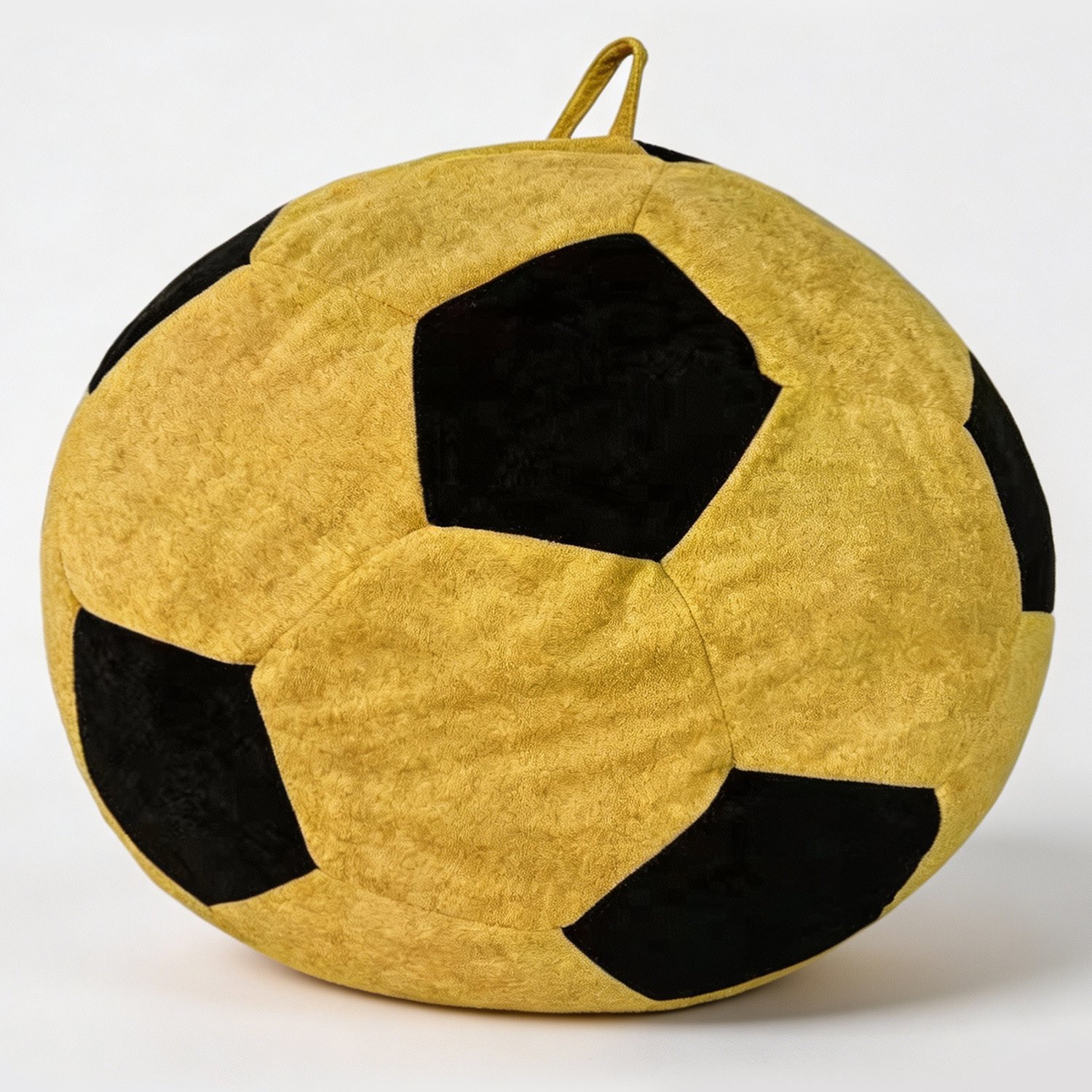 MUVANO Grote voetbalvormige zitzak - ronde zitzakstoel - traagschuimvulling - flanel - 130 × 90 cm - zitzak voor volwassenen, woonkamer en leeshoek, geel