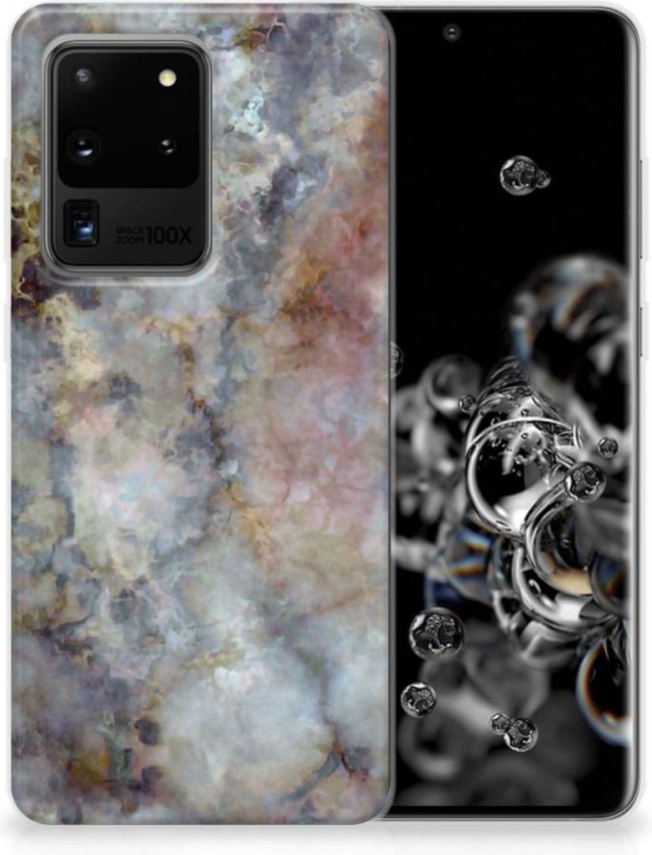 Samsung Galaxy S20 Ultra TPU Siliconen Hoesje Marmer Grijs