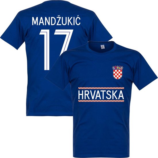 Kroatie Mandzukic 17 Team T-Shirt - Blauw - M