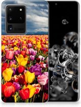 TPU Siliconen Hoesje Back Cover Geschikt voor Samsung S20 Ultra Tulpen