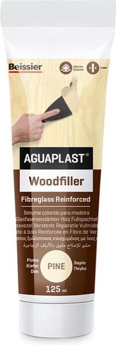 Beissier Aguaplast Woodfiller – Grenen – Glasvezel Versterkt – 125ml