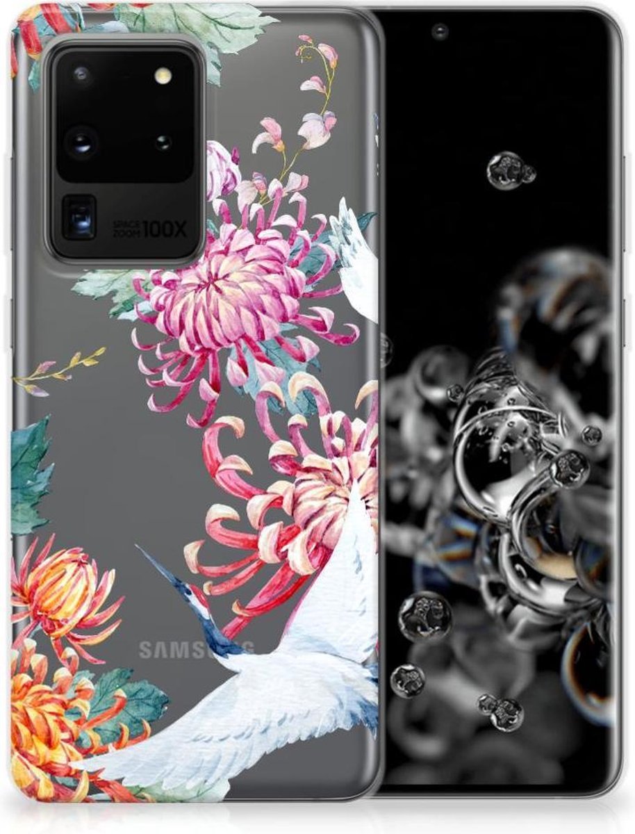 Samsung Galaxy S20 Ultra TPU Hoesje Bird Flowers