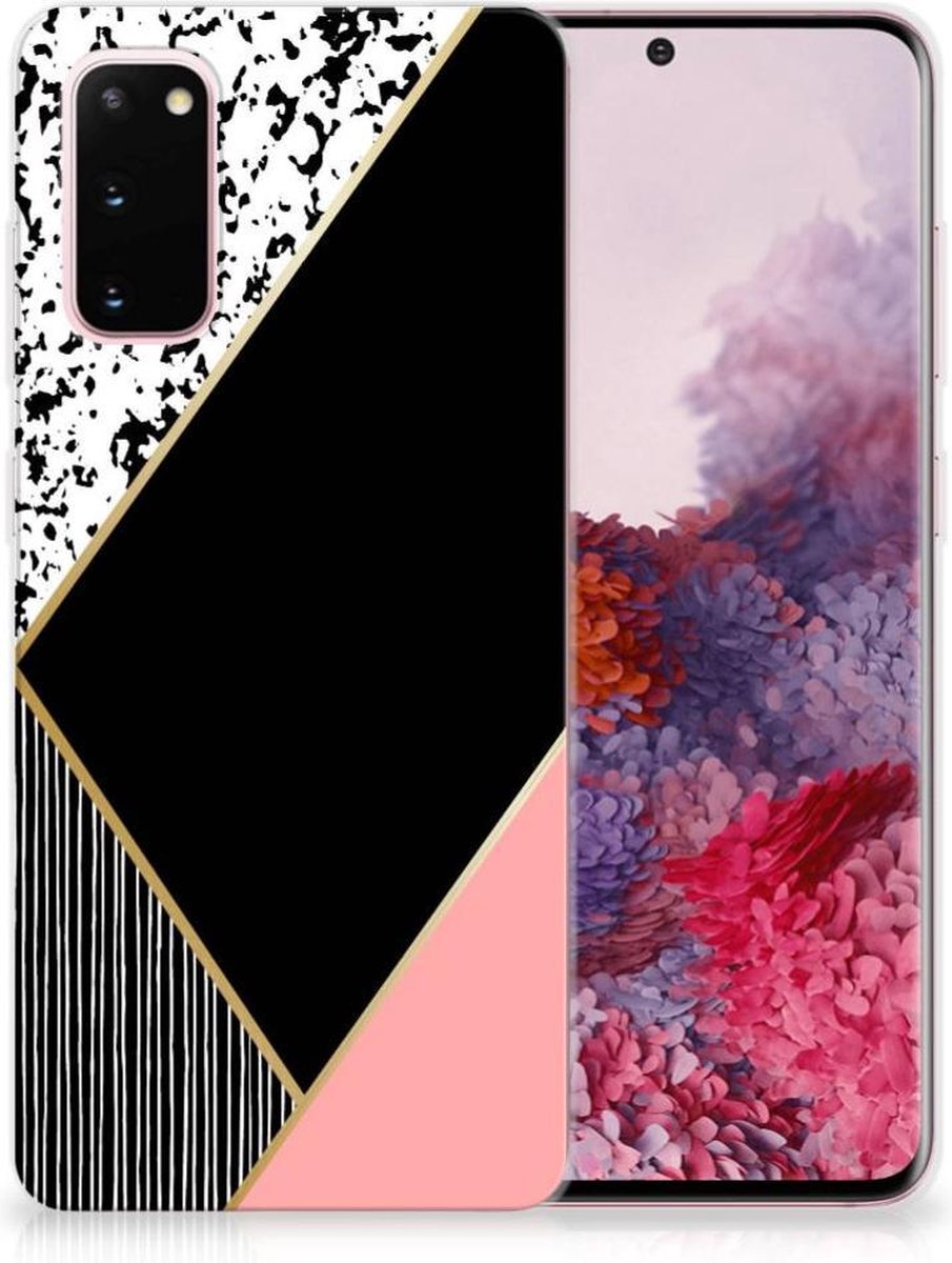 Samsung Galaxy S20 TPU Hoesje Zwart Roze Vormen