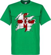 Noord Ierland Ripped Flag T-Shirt - Groen - M
