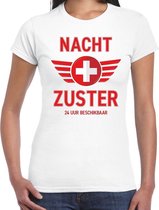 Nacht zuster verkleed t-shirt wit voor dames - verpleegster carnaval / feest shirt kleding / kostuum XS