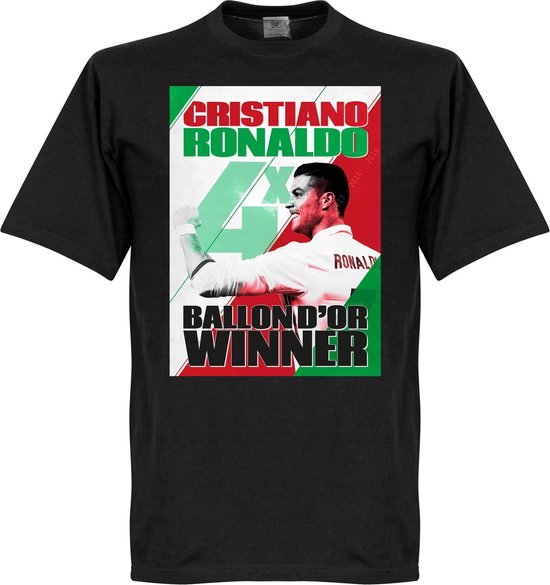 T-shirt Ronaldo 4 fois Ballon d'Or Winner Portugal - XS