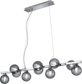 LED Hanglamp - Trion Alionisa - G9 Fitting - 10-lichts - Rechthoek - Glans Chroom Rookglas - Aluminium - BSE