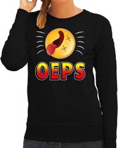 Funny emoticon sweater Oeps zwart voor dames XS