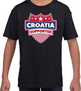 Kroatie / Croatia schild supporter  t-shirt zwart voor kinderen XS (110-116)