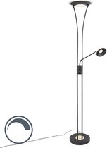 QAZQA ibiza - Moderne Dimbare LED Vloerlamp | Staande Lamp met Dimmer met leeslamp - 1 lichts - H 180 cm - Zwart - Woonkamer | Slaapkamer