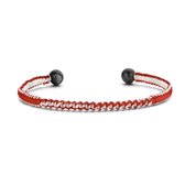 Frank 1967 7FB-0446 stalen bangle met rood en wit koord - 66 x 49 mm