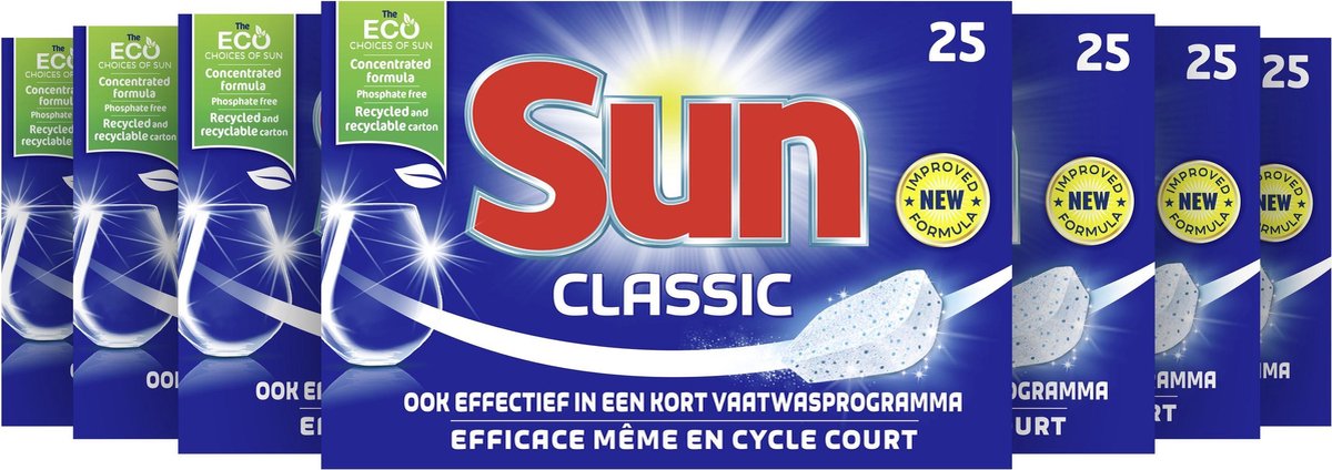 Sun Classic Vaatwastabletten - 7 x 25 tabletten - Voordeelverpakking