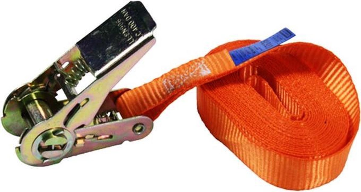 Spanband 25 mm oranje met ratel 350/700 daN