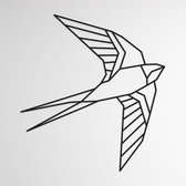 LINE ART, ZWALUW - Vliegende zwaluw zwart - Wanddecoratie - Hout -  XL 80 cm