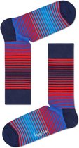 Happy Socks Sunrise Stripe Sokken - Blauw/Rood/Zwart - Maat 36-40