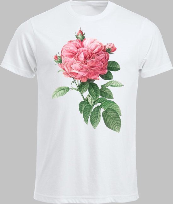 T shirt M Grote roze roos Wit M XXL Sportshirt bol