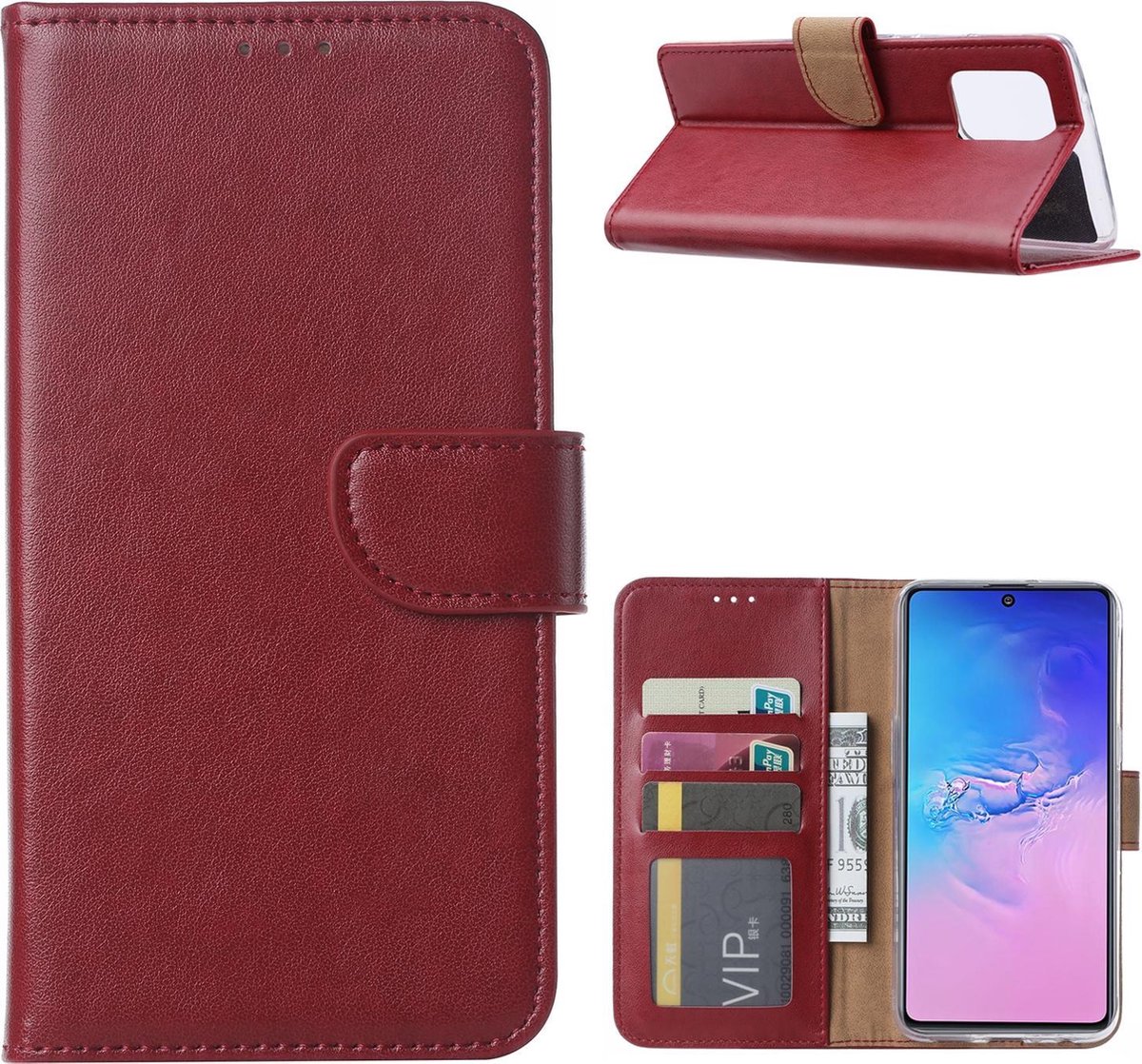 Xssive Hoesje voor Samsung Galaxy S10 Lite - Book Case - Bordeaux Rood