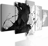 Peinture - Coup de foudre, noir et blanc, 5 panneaux