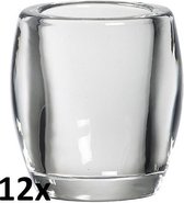 12 stuks Bolsius transparant glazen Relight refillkaarsen houder ovaal 100/84