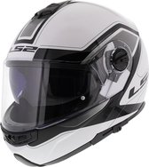 LS2 FF325 Strobe Civik Kinder/Dames Systeemhelm Motorhelm - Wit Zwart - Maat XXS 51-52 cm