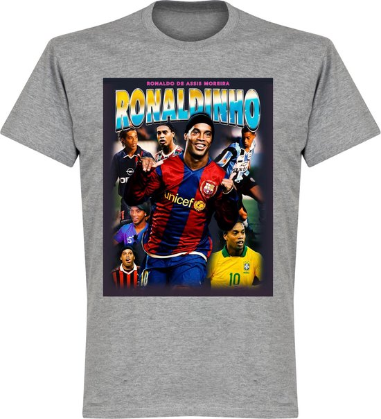 Ronaldinho Old-Skool Hero T-Shirt - Grijs - S