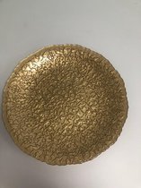 Decoratief bord - bloemenprint goud met grillige rand