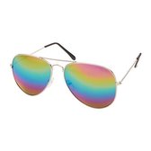 Freaky Glasses® – Piloten bril - Festival Bril – Pride Zonnebril– Dames – Heren - Regenboog Spiegellenzen