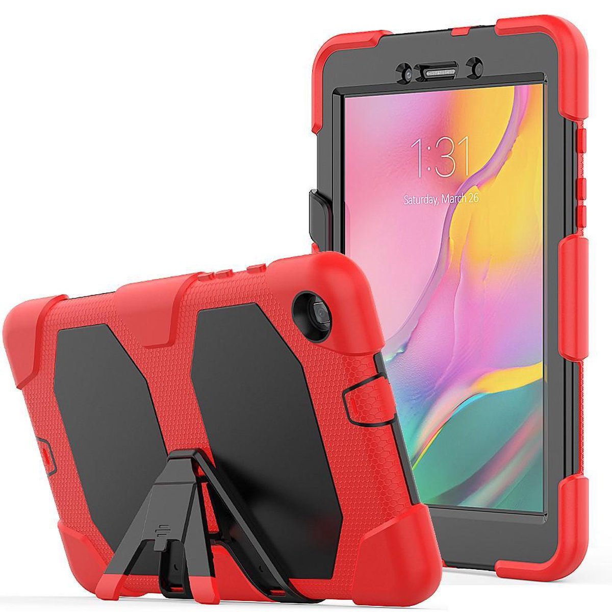 Heavy Duty Case - Geschikt voor Samsung Galaxy Tab A 8.0 (2019) Hoesje - Rood