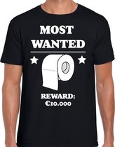 Most wanted toilet papier reward 10.000 tekst shirt zwart heren S