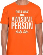 Awesome Person tekst t-shirt oranje heren - heren fun tekst shirt oranje XL