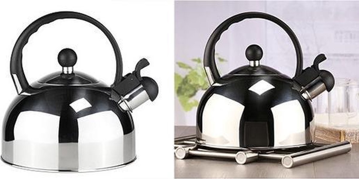 RVS fluitketel waterkoker 2,5 liter zilverzwart Waterkoker Fluitketels Water koken RVS fluitketel waterkoker 2,5 liter zilverzwart Waterkoker Fluitketels Water koken