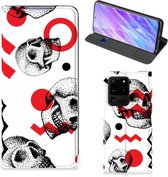 Mobiel BookCase Geschikt voor Samsung Galaxy S20 Ultra Skull Rood