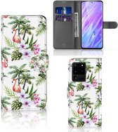 Telefoonhoesje met Pasjes Geschikt voor Samsung Galaxy S20 Ultra Origineel Cadeau Flamingo Palms