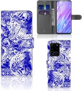 Telefoonhoesje met Naam Geschikt voor Samsung Galaxy S20 Ultra Angel Skull Blue